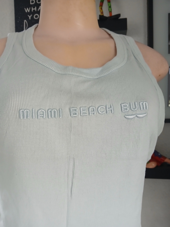 Miami Baech Bum Tops - Miami Beach Bum Ribbed Tank Top in Light Sage